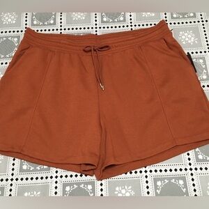 Ava & Viv Women's Size 2X Rust Drawstring Elastic Waist Fleece Lounge Shorts